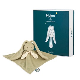 Kaloo - Lapinoo - Grünes Hasen-Kuscheltuch - Plüschtier Baby - Quadratisch 30 x 30 cm - Zwei Materialien Viskose und Cord Sehr Weich - Geschenkbox - Ab Geburt, K218016