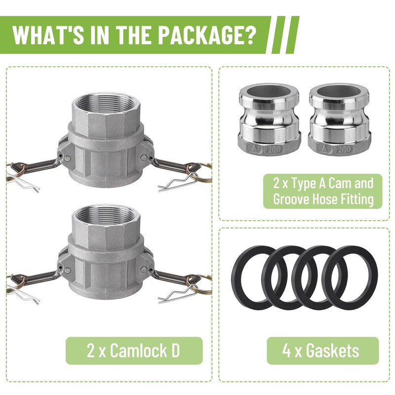 SPARKWHIZ 2 PCS Aluminum Camlock (2" part D) Cam &