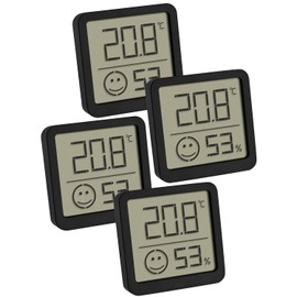 TFA 30.5053 Digital Thermo-Hygrometer with Comfort Zone Room Climate Monitoring Set of 4 Black