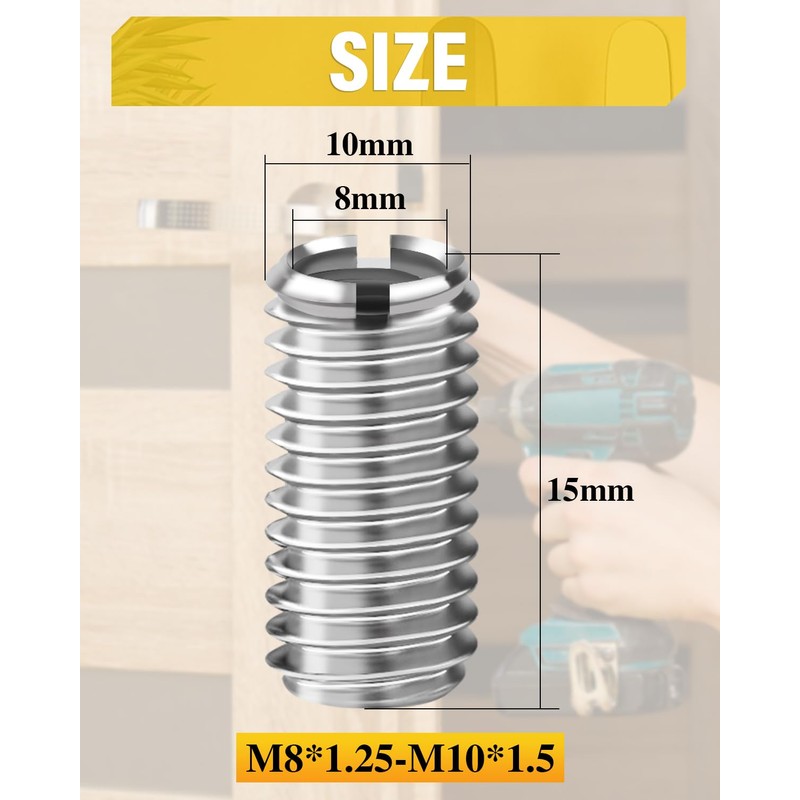 Caianwin M10 to M8 Thread Insert, Pack of 10, Quick