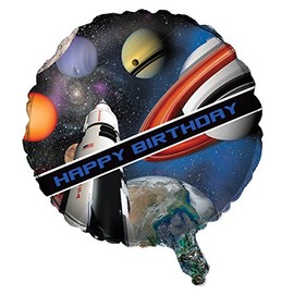 Pack of 10 Space Blast Metallic "Happy Birthday" Foil Party Balloons