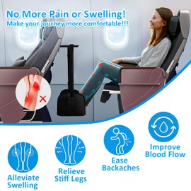 PENGARO Foot Rest Airplane, Airplane Foot Hammock with Wider Support, Memory Foam Plane Footrest for Feet Leg Rest Hammock Comfortable Foot Sling for Long Flight Travel Essentials Plane Trip, Black