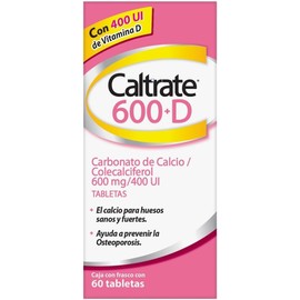 Caltrate 600 mg + Vitamina D 400 UI – Suplemento de Calcio para Huesos Fuertes – Frasco con 60 Tabletas