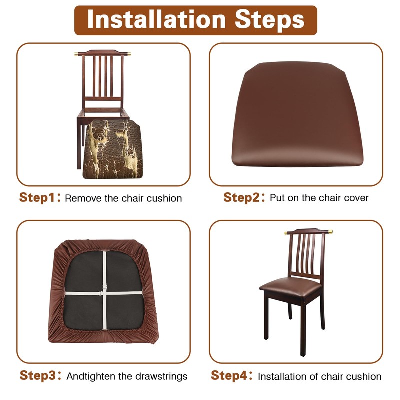 WUSOUPU Leather Seat Covers for Dining Chairs Waterproof Chair Seat