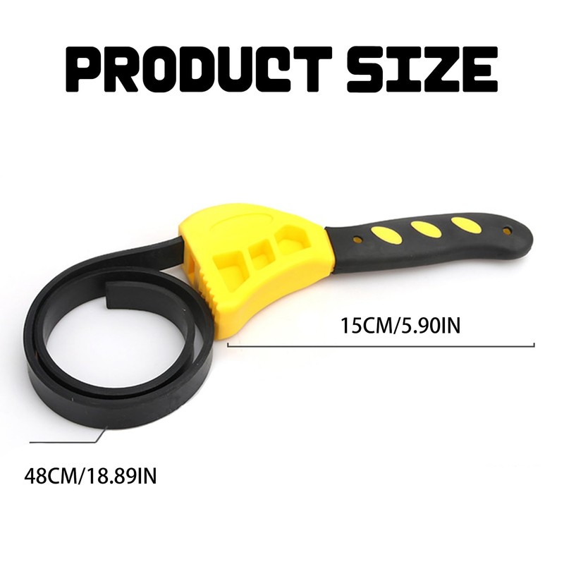 Rubber Strap Wrench, 600mm Adjustable for Plumbing & Oil Filter
