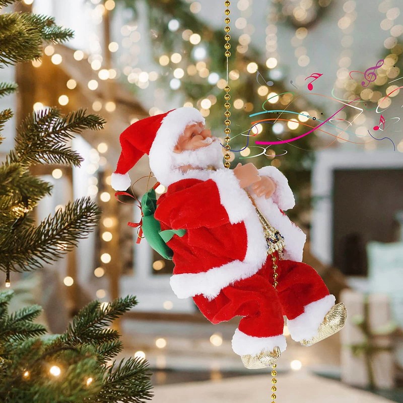Automatic Climbing Santa Clause With Climb Beads Rope With Music