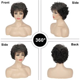 Sallcks Short Curly Grey Wigs for Women Soft Synthetic Heat Resistant Hair Replacement Full Wigs for Daily Party Use