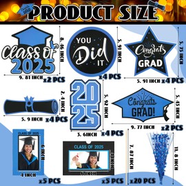 Weekgrat 30 Pcs Graduation Decorations Class of 2025 Graduation Centerpiece for Tables Photo Table Toppers Graduation Party Picture Centerpiece Sticks Congrats Grad Table Centerpiece (Black,Blue)
