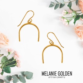 Gold Bohemian Boho Dangle Drop Earrings | (Gold Half Circle Rainbow)