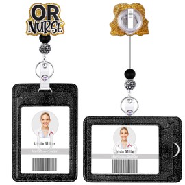 Retractable ID Badge Holder Reel: Cute Bling Nurse Badge Reel with Alligator Clip Badge Clip Horizontal & Vertical Bling ID Badge Holder for Nurses Doctors Students