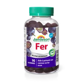 Jamieson Iron Gummies Grape Flavour 90 Count, Helps to Prevent Iron Deficiency