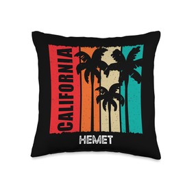 Hemet, CA Designz Vintage Retro Hemet CA Tourist Native California State Throw Pillow, 16x16, Multicolor