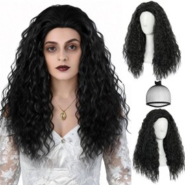 Long Curly Black Wigs Men Women Long Black Wig Rocker Coasplay Wigs