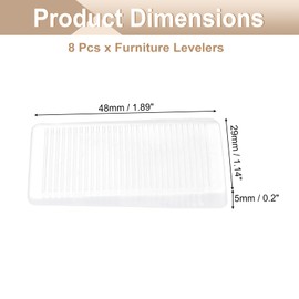 uxcell 8 Pcs Furniture Levelers, Flexible Plastic Clear Table Shims, Multi-Purpose Level Wedge Firm and Non-Slip for Uneven Table, Dresser Legs, and Door DIY Furniture, 5mm Height
