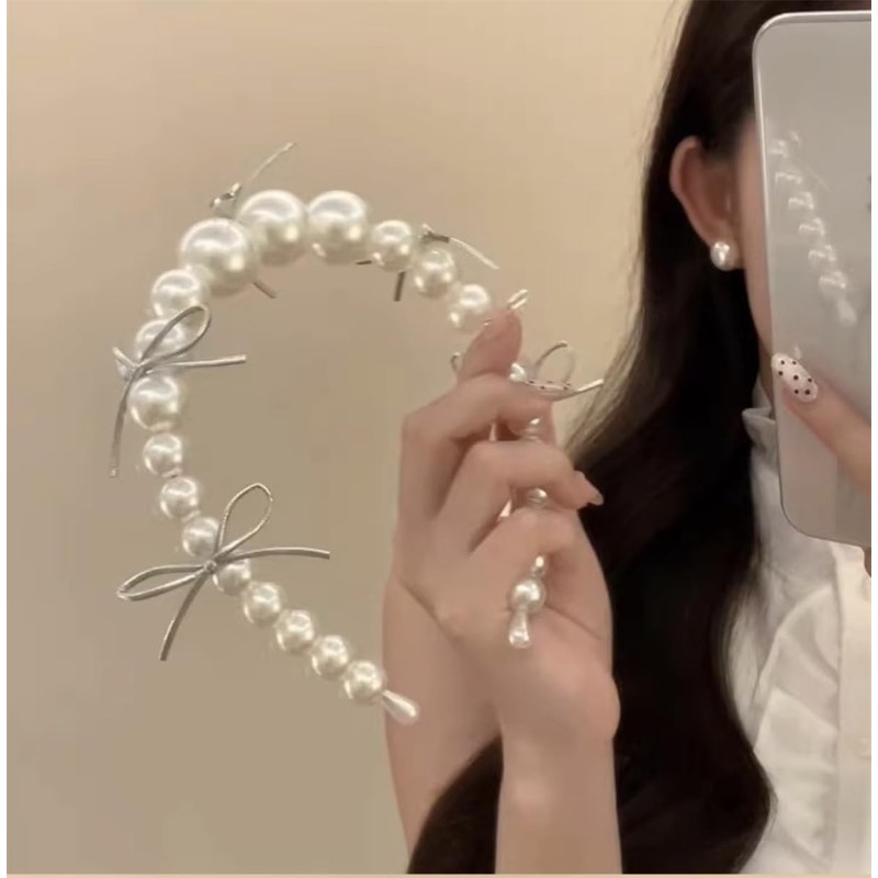 [VOKLLIYU] 2個セット ヘアバンド 可愛い 真珠とリボンデザイン アクセサリー レディース ヘアアクセサリー エレガント おしゃれ
