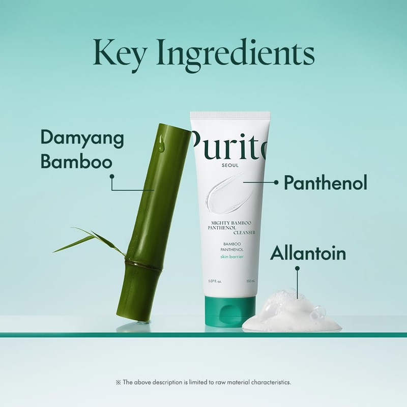 PURITO Mighty Bamboo Panthenol Cleanser, Gentle Face Wash for Moisturizing,