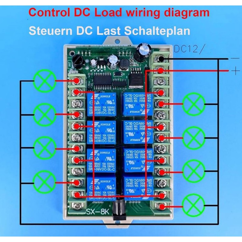 Wireless Multifunction Remote Electric Switch Motors 12V DC 8 Control
