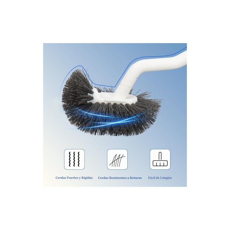 Juego 2 Cepillo para Baño con Soporte, Mango Largo Blanco