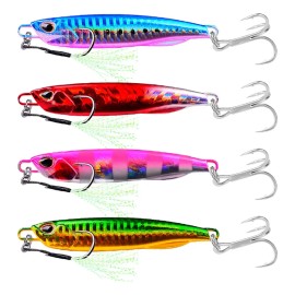 4 Jigs 60g Señuelos Cebo Pesca Lance Largo Láser Mar Lago