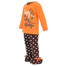 Conjunto de 2 piezas para bebé con texto en inglés "Happy Thanksgiving", color naranja y café, Anaranjado, 8