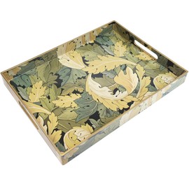 Spsyrine Serving Tray with Handles, Plastic Decorative Tray for Coffee Table, Living Room, Home Decor, Acanthus