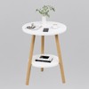 OERGKE Round End Table, Small Side Tables with Lower Shelf,