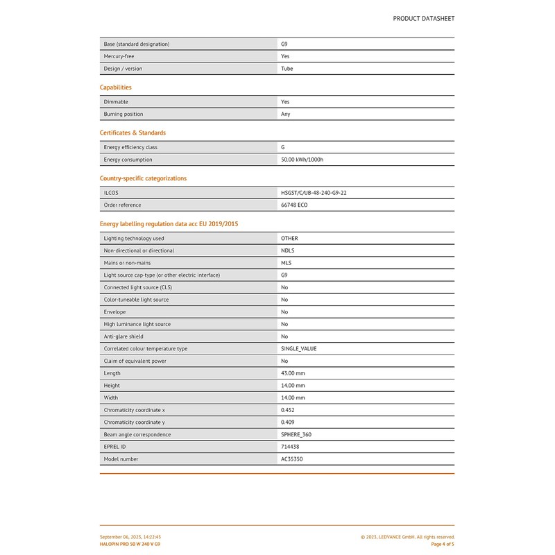 Osram G9 Halopin ECO 240v 48w
