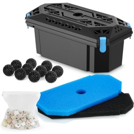 NFESOLAR Pond Filter for Outdoor Ponds, Filter Box with Filter Pads, Bio-Balls and Ceramic Filter Rings, Protect Submersible Pump Fountain Pump N9326