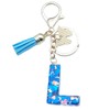 Xsclpomddy A-Z Initials Letter Keychain Blue with Tassel Butterfly Pendant