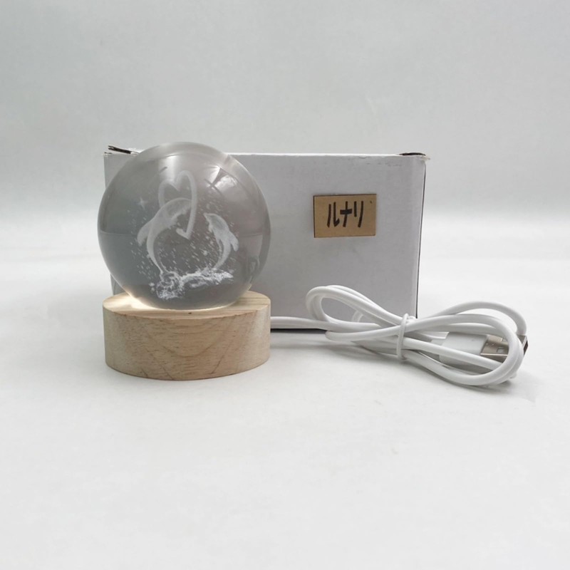 Lunari Dolphin Crystal Ball with Base Crystal Night Light Indirect