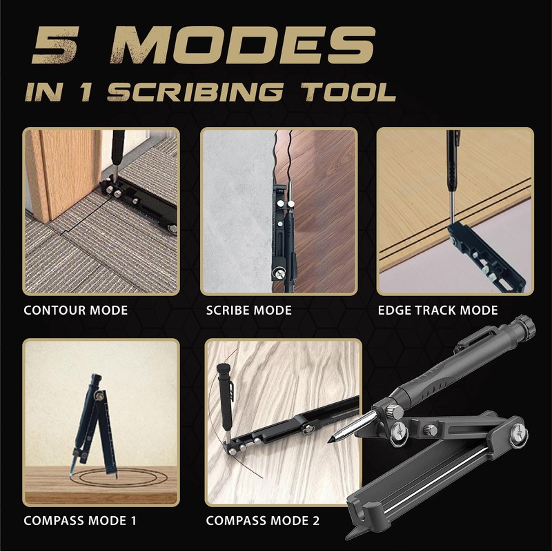 Hmyl Easy Multi-function Scribing Tool, Zinc Alloy Smart Scribe Tool