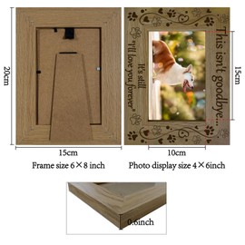 CREATCABIN Pet Memorial Photo Frame Paw Print Picture Frame Rectangle Engraved Wood Dog Paw Print I will love You Forever Photo Display Holder Tabletop Pet Sympathy Gifts for Dogs Memory 4 x 6 Inch