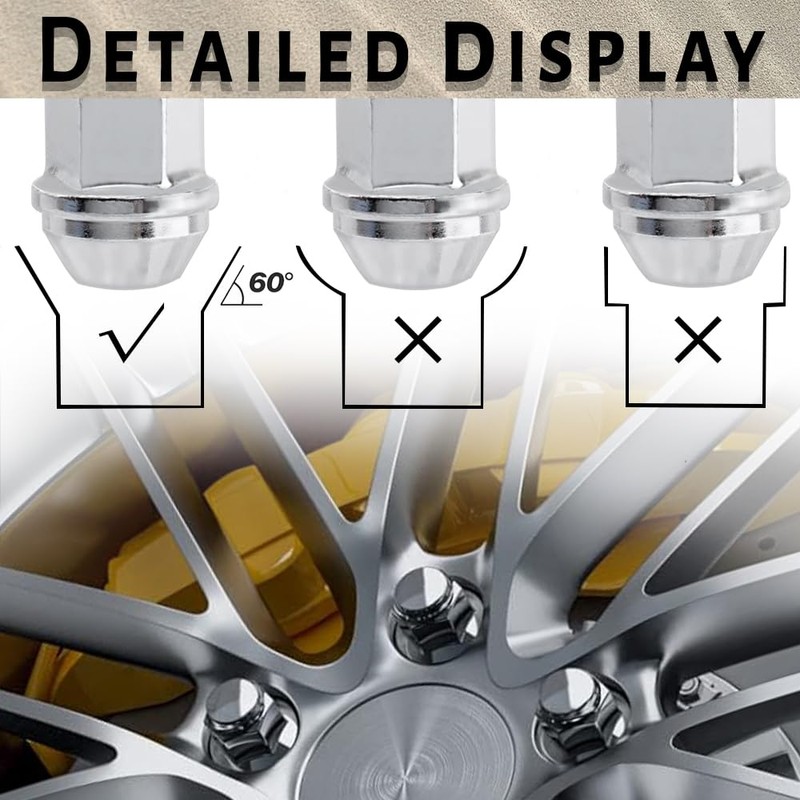 20 Pcs 14x1.5 One-Piece Chrome OEM Factory Style Lug Nuts