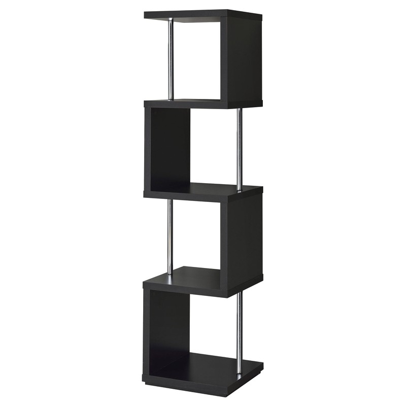 Coaster Home Furnishings Baxter 67-inch 4-Shelf Bookshelf Black and Chrome