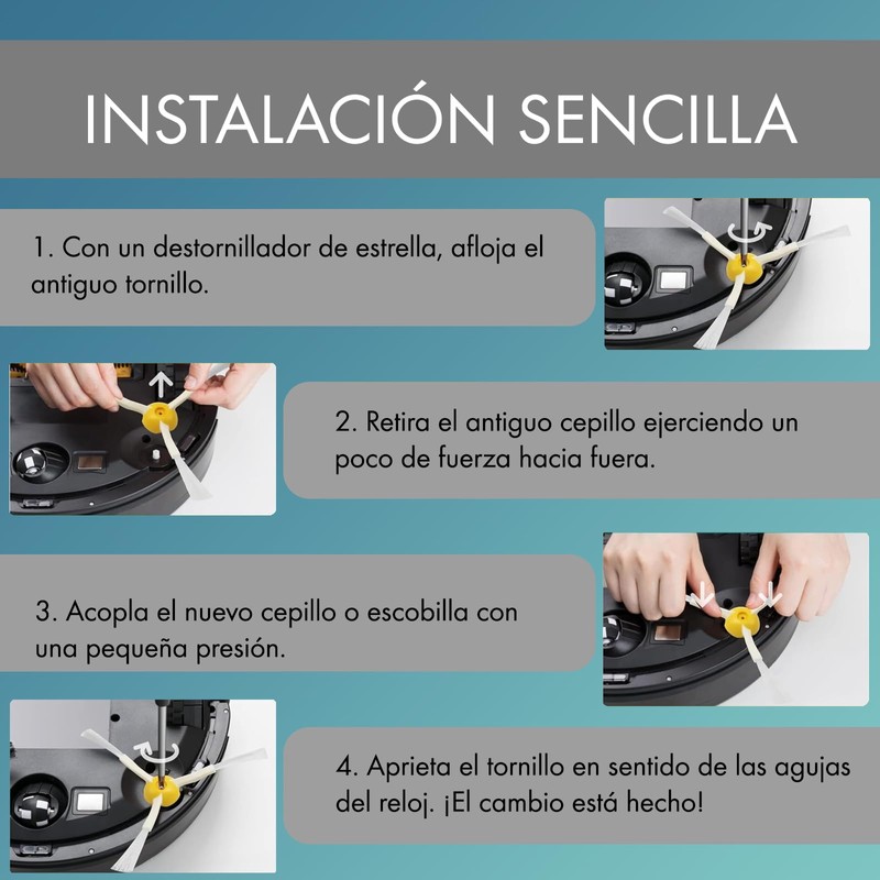 MIRTUX Set of 3 Side Brushes Compatible with Roomba 800