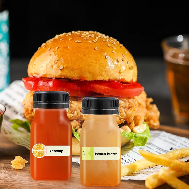 12pcs Mini Plastic Juice Bottles, 120ml Plastic Shot Bottles with