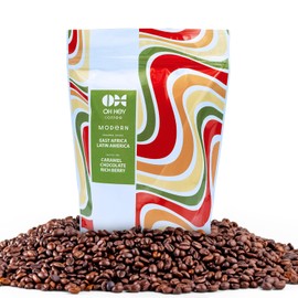 Oh Hey Coffee Blend, "Modern", Medium Roast Whole Bean Coffee, 12 oz Bag, Caramel Chocolate Rich Berry Notes, Premium Arabica Coffee Beans, Sourced from East Africa & Latin America
