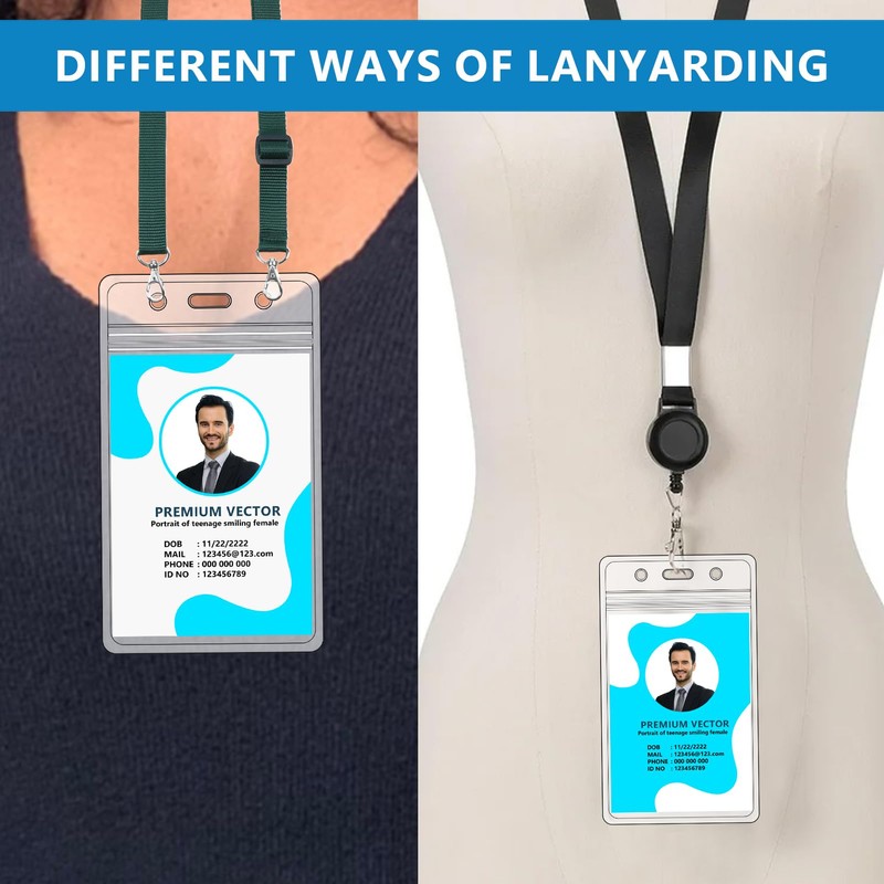 6 Pack Badge Holders - Plastic Card Holder for Lanyard,