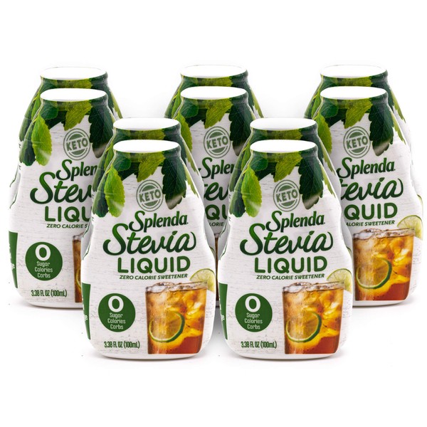 SPLENDA LIQUID STEVIA Zero Calorie Sweetener drops, 3.38 Ounce Bottle (Pack of 10)