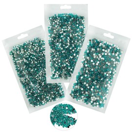 qiipii 16000PCS Cyan Green Crystal Resin Rhinestones for Crafting 3mm 4mm 5mm Teal Blue Flatback Stones Gems Non-Hotfix Diamonds Crystals Charms for Nails Face Eyes Makeup Tumblers Bottles DIY Crafts