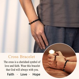 ORISPRE Christian Gifts for Men, Mens Cross Bracelet Religious Jesus Easter Catholic Gifts for Men Adults Get Well Soon Christian Christmas Gifts
