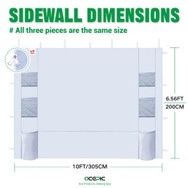 Acepic Canopy Tent SideWalls with 6 Pockets for 10x10 Pop Up Canopy, Waterproof and UV Protection, 3 Packs Straight Leg Canopy Sidewalls Only, White