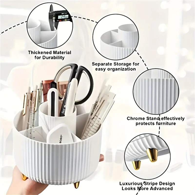 Organizador Giratorio 360° Para Brochas De Makeup Blanco