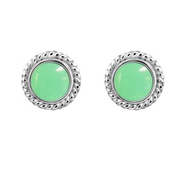 Nenalina Silver Women's Earrings Round with Birthstone Agate Green for Women and Girls, 925 Sterling Silver, Stud Earrings for Women, Birthstone Earrings, 222999-097, Stainless Steel, Agate