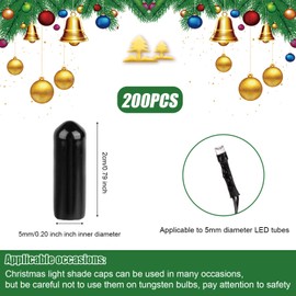 lasuroa 200pcs No Glow Caps for String Lights, Christmas Light Covers Suitable for 0.2 Inch Diameter LED Tubes Lights Glow Cap Lights-String Cap to Hide for Outdoor Yard Party Favor