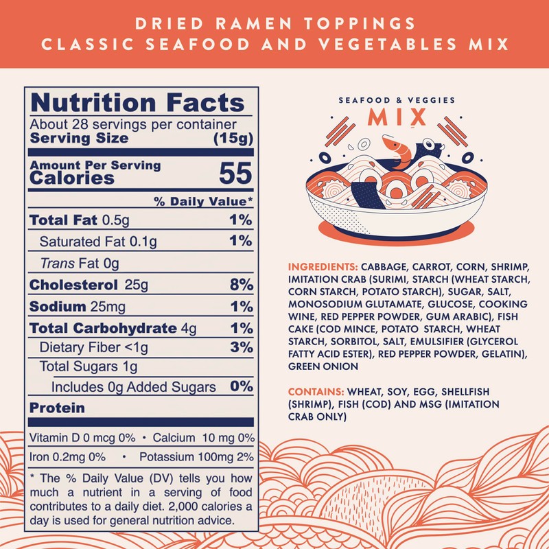 Ramen Eats Classic Seafood Mix with Dried Vegetables for Noodles