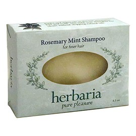 Herbaria Rosemary Mint Shampoo Bar for Finer Hair handcrafted all-natural soap with essential oils. Enjoy our other skin-friendly products.