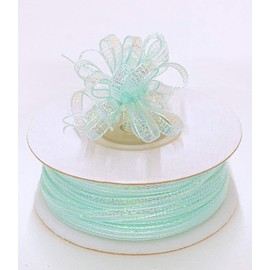 Ben Collection 1/8" X 50 Yards Iridescent Pull String Bows Ribbon (Aqua)