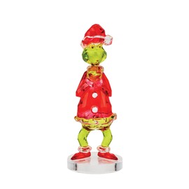 Enesco Facets Dr. Seuss The Grinch Hands Clasped Figurine, 4.13 Inch, Multicolor