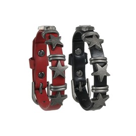 LUBINGSHINE Punk Leather Cuff Bracelet Alloy Star Studded Bracelets Belt Buckle Gothic Leather Wristband for Men Women, adjustable, Leather, no gemstone